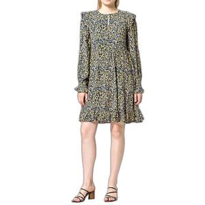 Scotch and Soda Print Ruffle Long Sleeve A-Line Dress - Women's XL